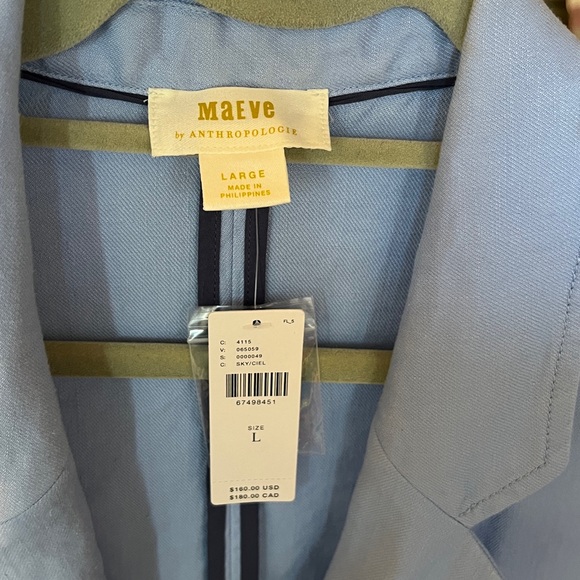 Maeve by Anthropologie Light Blue Linen Women's Blazer Size Large - Picture 2 of 6